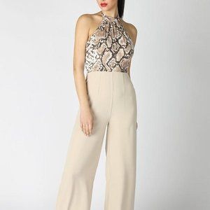 Snake Print Halter Jumpsuit